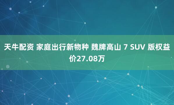 天牛配资 家庭出行新物种 魏牌高山 7 SUV 版权益价27.08万